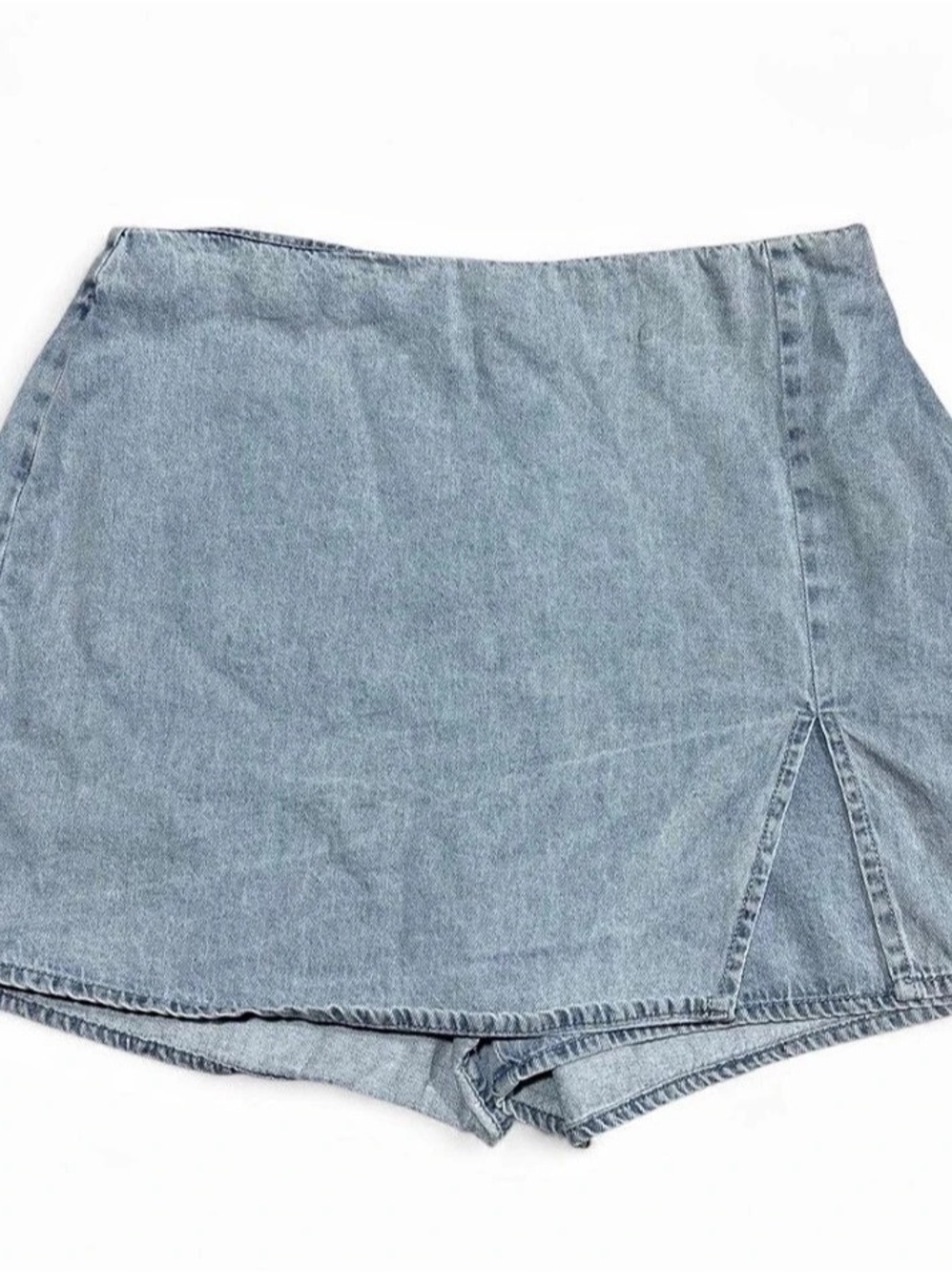 Lulus Born To Be Adored Light Wash Denim High-Rise Mini Skort Denim Mini Skort